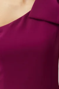 TRENDYOLMİLLA Plum A-Cut Bow Detailed Weaving Chic Evening Gown Dress - Image 5