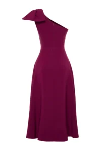 TRENDYOLMİLLA Plum A-Cut Bow Detailed Weaving Chic Evening Gown Dress - Image 8