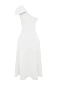 TRENDYOLMİLLA Bridal White A-Cut Bow Detailed Weaving Wedding/Marriage Evening Gown Night Graduation Dress - Image 8