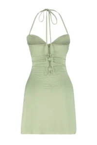 TRENDYOLMİLLA Light Green A-Cut Floral Detailed Knitting Short Chic Evening Gown Gece Graduation Dress - Image 8