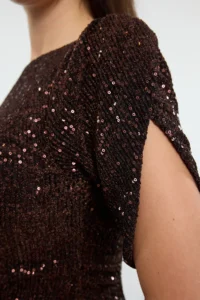 TRENDYOLMİLLA Brown Body-Fitting shiny Knitting Sequin Chic Evening Gown Gece Graduation Dress - Image 10