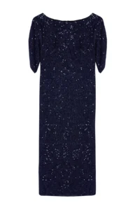 TRENDYOLMİLLA Navy Blue Fitted shiny Sequin Chic Evening Gown Gece Graduation Dress - Image 5