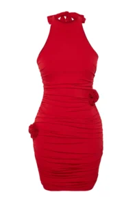 TRENDYOLMİLLA Rejection Fitted Floral Knitting Short Chic Evening Gown Gece Graduation Dress - Image 7