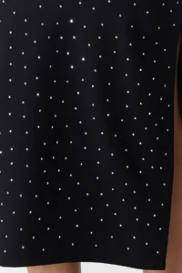 TRENDYOLMİLLA Black Fitted Shiny Stone Weaving Chic Evening Gown Dress - Image 5