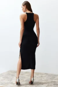TRENDYOLMİLLA Black Fitted Shiny Stone Weaving Chic Evening Gown Dress - Image 6