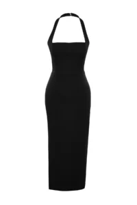 TRENDYOLMİLLA Black Body-fitting Weaving her dress - Image 6