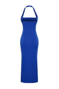 TRENDYOLMİLLA Saks Blue Body-Fitting Slit Detailed Midi Weaving Dress - Image 10