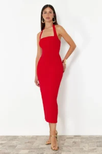 TRENDYOLMİLLA Rejection Fitted Weaving Evening Gown Night Graduation Dress - Image 3