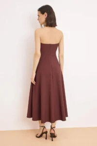 TRENDYOLMİLLA Brown Plain Skirt Opened at Waist Weaving Finike Maxi Unlined Elegant/Evening Dress - Image 4