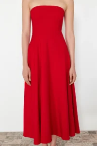 TRENDYOLMİLLA Rejection A-Kesim Strapless Weaving Chic Evening Gown Dress - Image 6