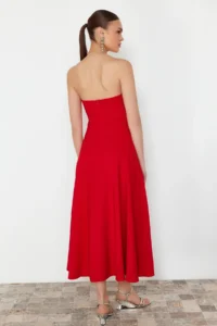 TRENDYOLMİLLA Rejection A-Kesim Strapless Weaving Chic Evening Gown Dress - Image 7