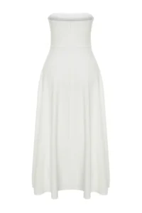 TRENDYOLMİLLA Bridal White A-Kesim Strapless Weaving Wedding/Marriage Evening Gown Dress - Image 9