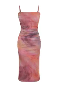 TRENDYOLMİLLA Multicolored Abstract Patterned Knitting Chic Evening Gown Dress - Image 7