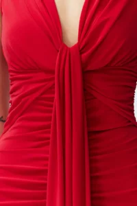 TRENDYOLMİLLA Rejection Fitted Draped Knitting Chic Evening Gown Dress - Image 6