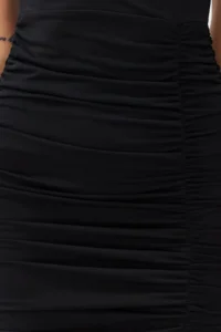 TRENDYOLMİLLA Black Fitted Draped Knitting Short Dress - Image 5