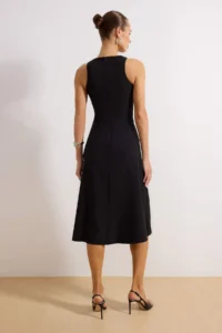 TRENDYOLMİLLA Black A-Kesim Stone with accessories Weaving Dress - Image 4