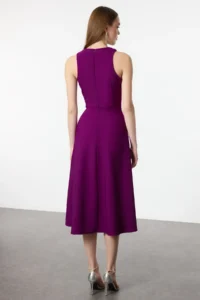 TRENDYOLMİLLA Plum A-Kesim Stone with accessories Weaving Evening Gown Gece Graduation Dress - Image 5