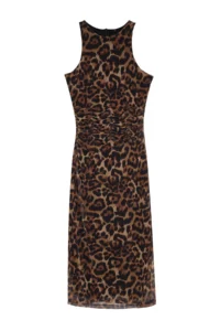 TRENDYOLMİLLA Brown Multicolored Hayvan Patterned Leopard Knitting Tulle Chic Evening Gown Dress - Image 11