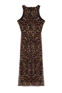 TRENDYOLMİLLA Brown Multicolored Hayvan Patterned Leopard Knitting Tulle Chic Evening Gown Dress - Image 12