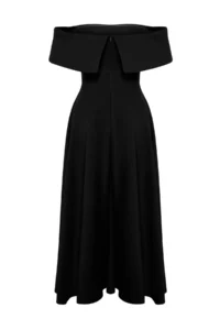 TRENDYOLMİLLA Black Collar Detailed A-Line Weaving Chic Evening Gown Dress - Image 10