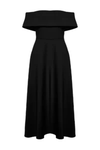 TRENDYOLMİLLA Black Collar Detailed A-Line Weaving Chic Evening Gown Dress - Image 9