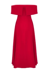 TRENDYOLMİLLA Rejection Collar Detailed A-Line Weaving Chic Evening Gown Dress - Image 11