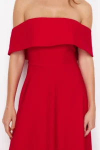 TRENDYOLMİLLA Rejection Collar Detailed A-Line Weaving Chic Evening Gown Dress - Image 6