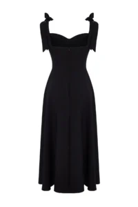 TRENDYOLMİLLA Black A-Cut Strap Binding Detailed Weaving Evening Gown Gece Graduation Dress - Image 11