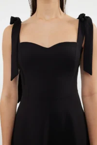 TRENDYOLMİLLA Black A-Cut Strap Binding Detailed Weaving Evening Gown Gece Graduation Dress - Image 8