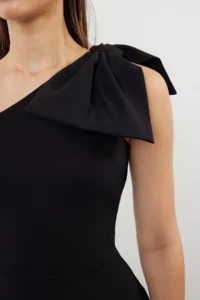 TRENDYOLMİLLA Black Body-Fitting One Shoulder Bow Detailed Weaving Midi Evening Gown Night Graduation her dress - Image 5