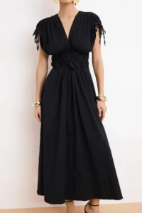 TRENDYOLMİLLA Black 3D Floral Detailed Poplin Chic Evening Gown Night Graduation Dress - Image 3