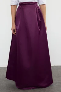 TRENDYOLMiLLA Purple Weaving Satin Balloon Maxi Skirt - Image 4