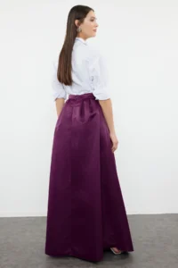 TRENDYOLMiLLA Purple Weaving Satin Balloon Maxi Skirt - Image 5