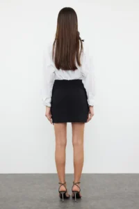 TRENDYOLMiLLA Black 3 Boyutlu Floral Weaving Skirt - Image 7