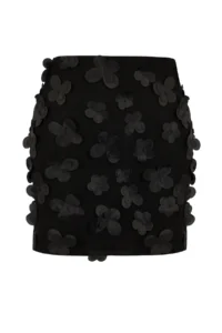 TRENDYOLMiLLA Black 3 Boyutlu Floral Weaving Skirt - Image 8