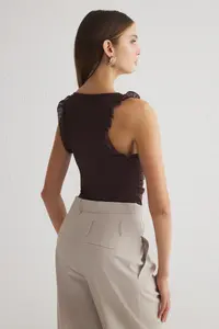 TRENDYOLMİLLA Brown Lined Tulle Knitting Bodysuit .D.00003 - Image 5