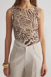 TRENDYOLMİLLA Multicolored Zebra Patterned Lined Tulle Knitting Bodysuit .D.00003 - Image 5