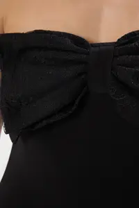 TRENDYOLMİLLA Black Strapless with bow snaps Knitting Chic Bodysuit .D.00013 - Image 5