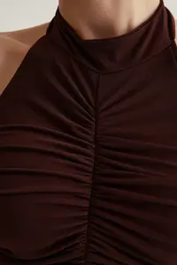 TRENDYOLMİLLA Brown Drape Detailed Knitting Bustier - Image 4