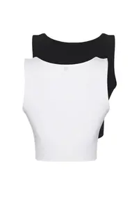TRENDYOLMİLLA Black-White 2 Sets Package Cut Out/Window Detailed Crop Knitting Blouse - Image 9
