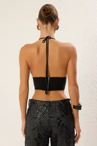 TRENDYOLMİLLA Black V-neck Weaving Bustier - Image 7