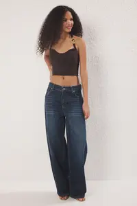TRENDYOLMİLLA Brown Plain Sleeveless Weaving Finike Bustier - Image 3