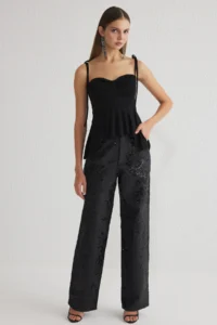 TRENDYOLMİLLA Black Chest Detailed Knitting Blouse - Image 2
