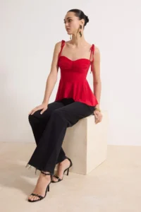 TRENDYOLMİLLA Rejection Chest Detailed Knitting New year Blouse - Image 2