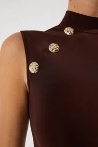TRENDYOLMİLLA Brown Dog collar Accessory Detailed Knitting Chic Blouse - Image 4