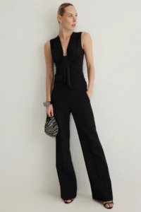 TRENDYOLMİLLA Black Drape Detailed Knitting Blouse - Image 2