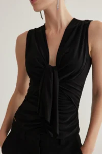 TRENDYOLMİLLA Black Drape Detailed Knitting Blouse - Image 3