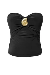 TRENDYOLMİLLA Black Accessory Detailed Strapless Knitting Chic Blouse - Image 2