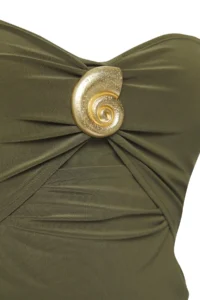 TRENDYOLMİLLA Khaki Accessory Detailed Strapless Knitting Chic Blouse - Image 5