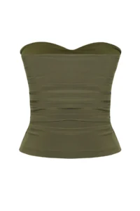 TRENDYOLMİLLA Khaki Accessory Detailed Strapless Knitting Chic Blouse - Image 7